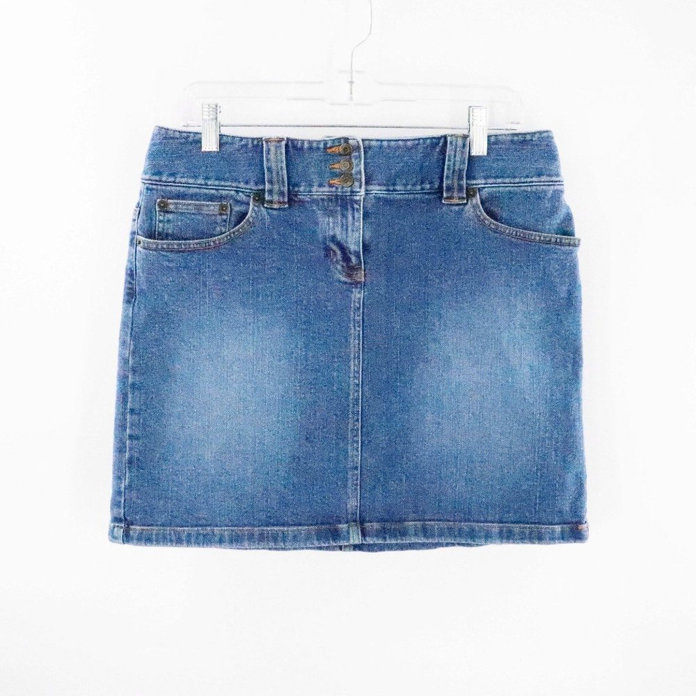 LOFT Blue Denim 3 Button Skirt